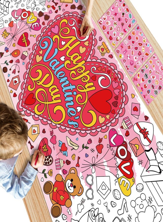 OHOME مجموعة ملصقات عيد الحب من أوهوم، 91 قطعة، مع ملصق تلوين عملاق - أشغال يدوية لعيد الحب للأطفال - زينة عيد الحب - هدايا عيد الحب - هدايا عيد الحب للأطفال في الفصل الدراسي - Image 3